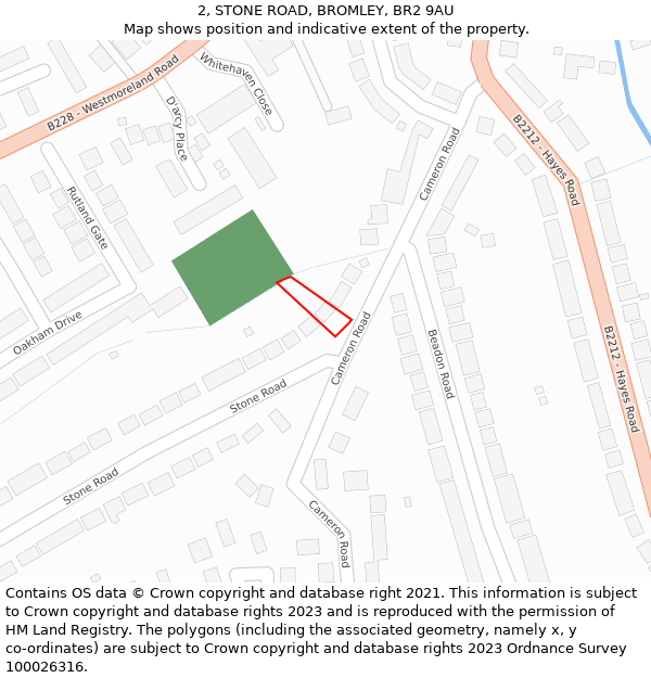 2, STONE ROAD, BROMLEY, BR2 9AU: Location map and indicative extent of plot