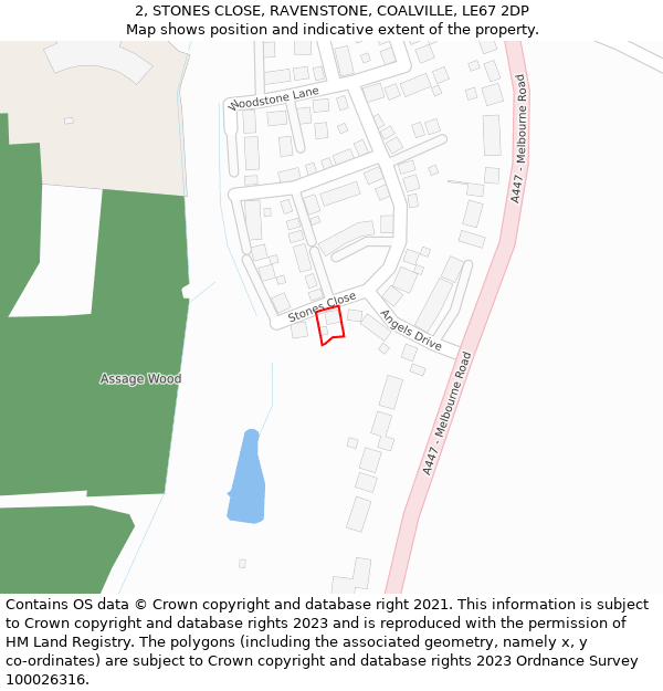 2, STONES CLOSE, RAVENSTONE, COALVILLE, LE67 2DP: Location map and indicative extent of plot