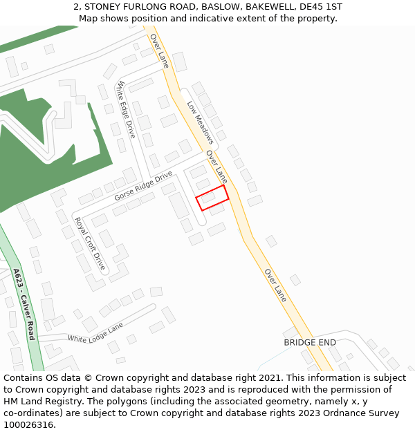 2, STONEY FURLONG ROAD, BASLOW, BAKEWELL, DE45 1ST: Location map and indicative extent of plot
