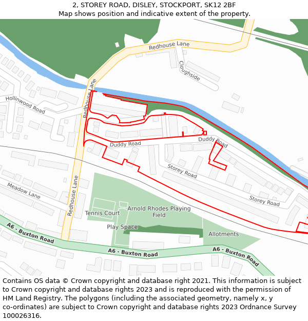 2, STOREY ROAD, DISLEY, STOCKPORT, SK12 2BF: Location map and indicative extent of plot