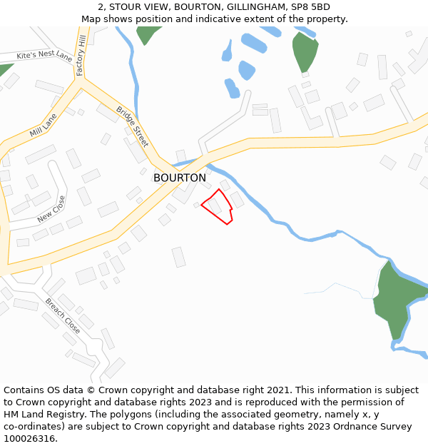 2, STOUR VIEW, BOURTON, GILLINGHAM, SP8 5BD: Location map and indicative extent of plot