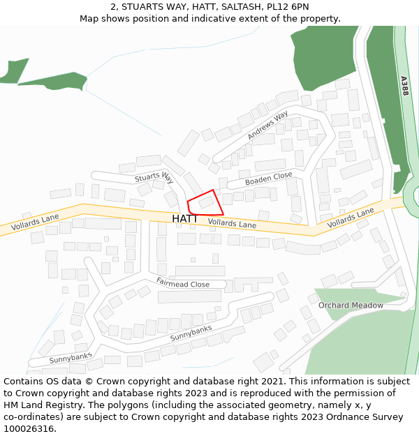 2, STUARTS WAY, HATT, SALTASH, PL12 6PN: Location map and indicative extent of plot