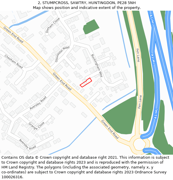 2, STUMPCROSS, SAWTRY, HUNTINGDON, PE28 5NH: Location map and indicative extent of plot