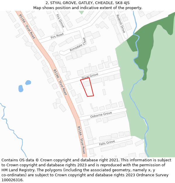 2, STYAL GROVE, GATLEY, CHEADLE, SK8 4JS: Location map and indicative extent of plot