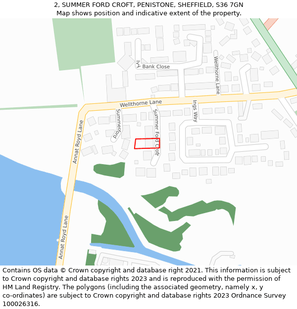 2, SUMMER FORD CROFT, PENISTONE, SHEFFIELD, S36 7GN: Location map and indicative extent of plot