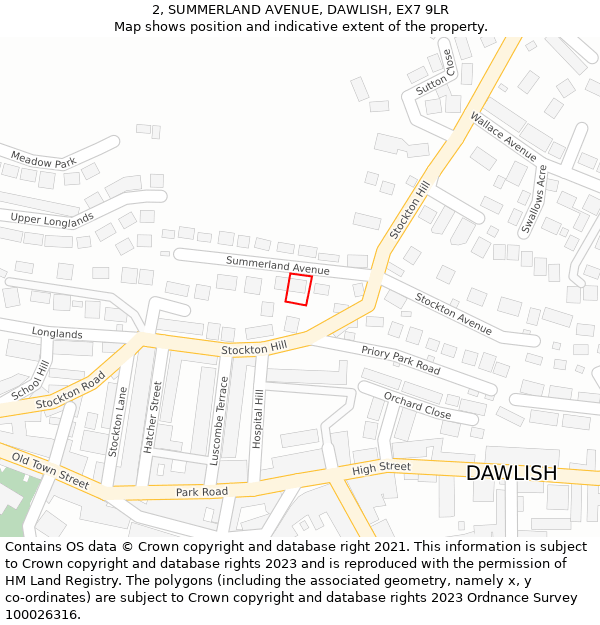2, SUMMERLAND AVENUE, DAWLISH, EX7 9LR: Location map and indicative extent of plot