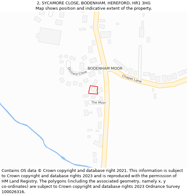 2, SYCAMORE CLOSE, BODENHAM, HEREFORD, HR1 3HG: Location map and indicative extent of plot