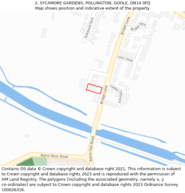 2, SYCAMORE GARDENS, POLLINGTON, GOOLE, DN14 0FQ: Location map and indicative extent of plot