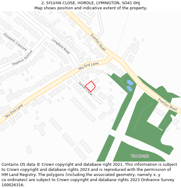 2, SYLVAN CLOSE, HORDLE, LYMINGTON, SO41 0HJ: Location map and indicative extent of plot