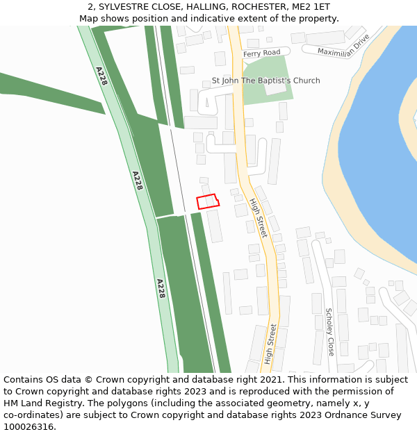 2, SYLVESTRE CLOSE, HALLING, ROCHESTER, ME2 1ET: Location map and indicative extent of plot