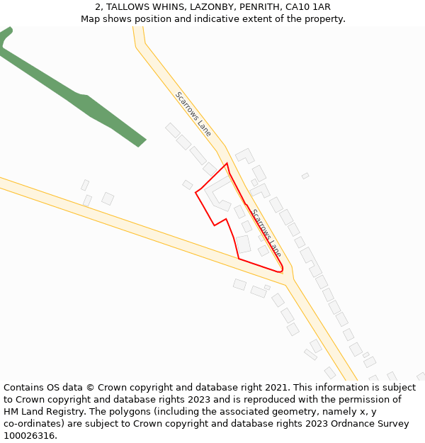 2, TALLOWS WHINS, LAZONBY, PENRITH, CA10 1AR: Location map and indicative extent of plot