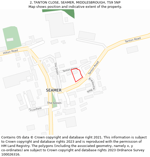 2, TANTON CLOSE, SEAMER, MIDDLESBROUGH, TS9 5NP: Location map and indicative extent of plot
