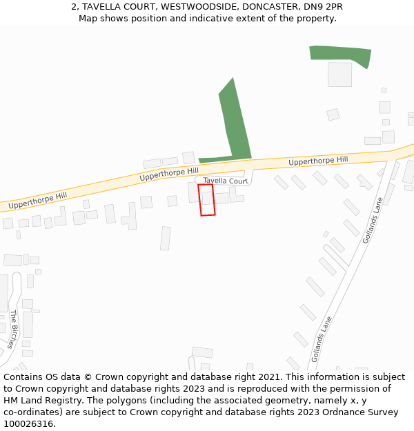 2, TAVELLA COURT, WESTWOODSIDE, DONCASTER, DN9 2PR: Location map and indicative extent of plot