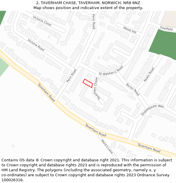 2, TAVERHAM CHASE, TAVERHAM, NORWICH, NR8 6NZ: Location map and indicative extent of plot