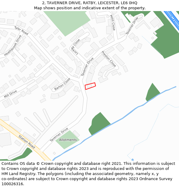 2, TAVERNER DRIVE, RATBY, LEICESTER, LE6 0HQ: Location map and indicative extent of plot