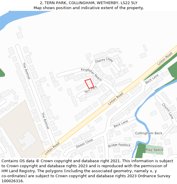 2, TERN PARK, COLLINGHAM, WETHERBY, LS22 5LY: Location map and indicative extent of plot