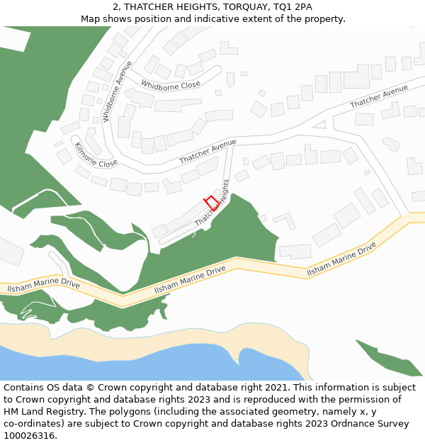 2, THATCHER HEIGHTS, TORQUAY, TQ1 2PA: Location map and indicative extent of plot