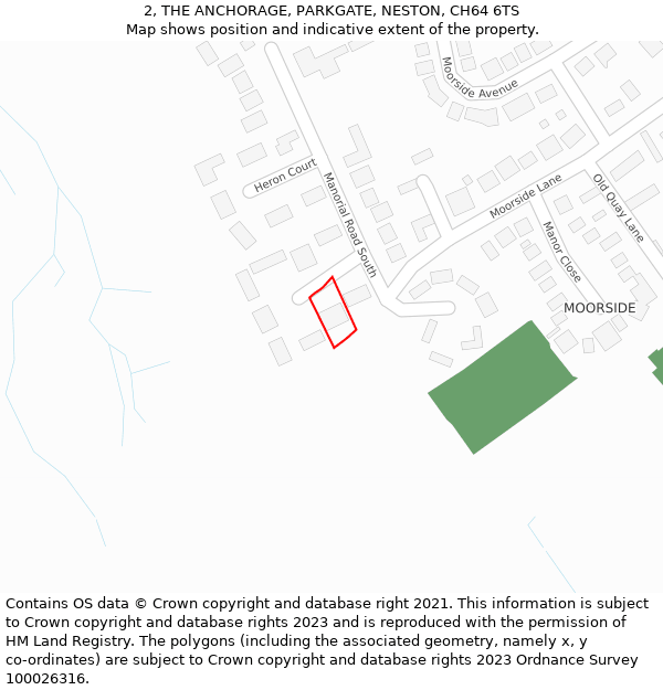 2, THE ANCHORAGE, PARKGATE, NESTON, CH64 6TS: Location map and indicative extent of plot