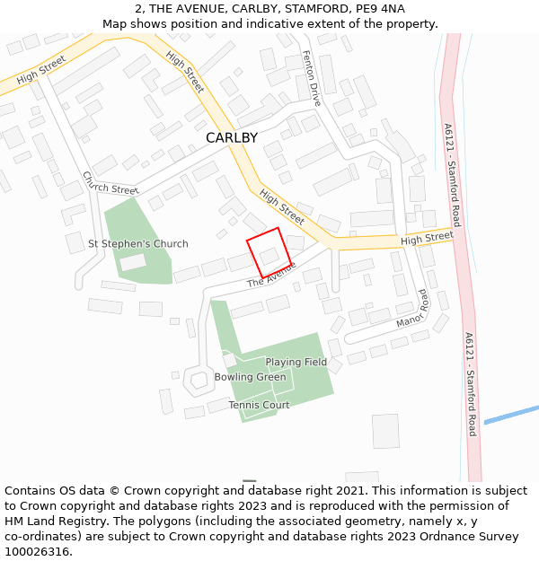 2, THE AVENUE, CARLBY, STAMFORD, PE9 4NA: Location map and indicative extent of plot