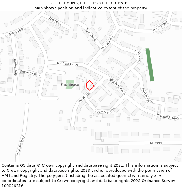 2, THE BARNS, LITTLEPORT, ELY, CB6 1GG: Location map and indicative extent of plot