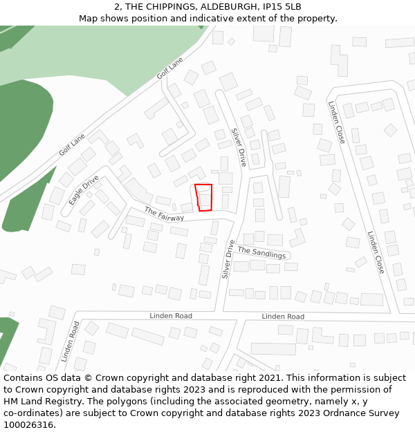 2, THE CHIPPINGS, ALDEBURGH, IP15 5LB: Location map and indicative extent of plot