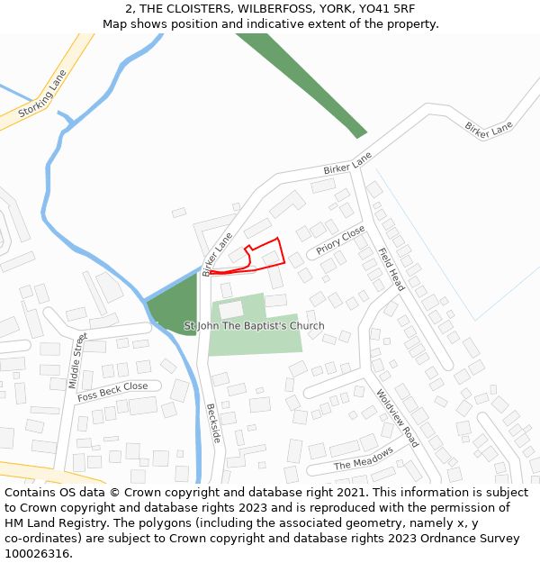 2, THE CLOISTERS, WILBERFOSS, YORK, YO41 5RF: Location map and indicative extent of plot