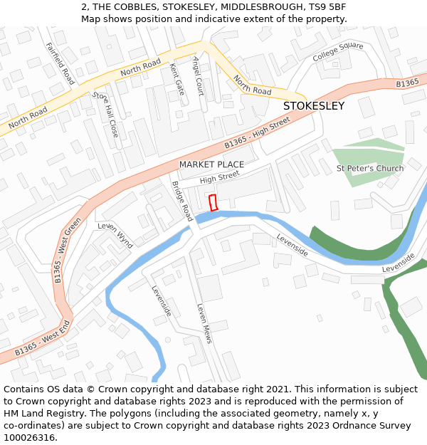 2, THE COBBLES, STOKESLEY, MIDDLESBROUGH, TS9 5BF: Location map and indicative extent of plot