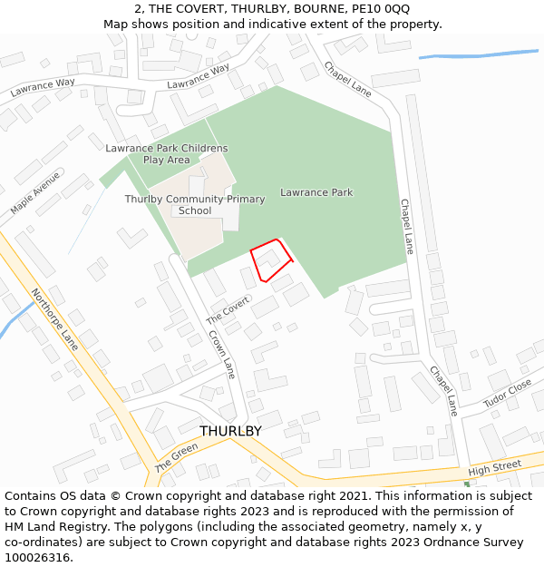 2, THE COVERT, THURLBY, BOURNE, PE10 0QQ: Location map and indicative extent of plot