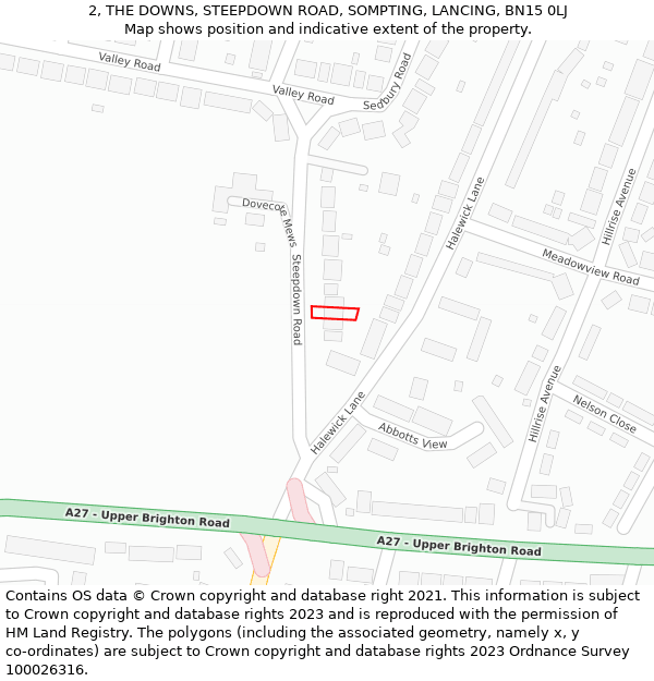 2, THE DOWNS, STEEPDOWN ROAD, SOMPTING, LANCING, BN15 0LJ: Location map and indicative extent of plot