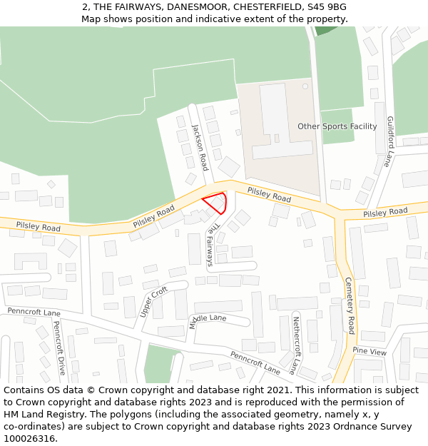 2, THE FAIRWAYS, DANESMOOR, CHESTERFIELD, S45 9BG: Location map and indicative extent of plot