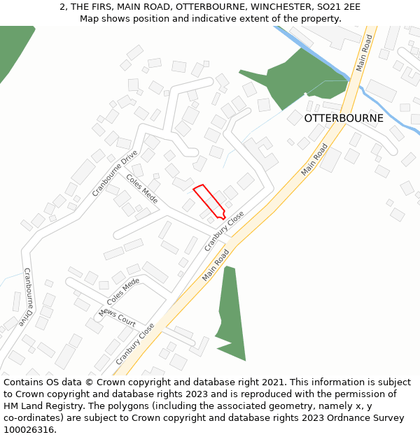 2, THE FIRS, MAIN ROAD, OTTERBOURNE, WINCHESTER, SO21 2EE: Location map and indicative extent of plot