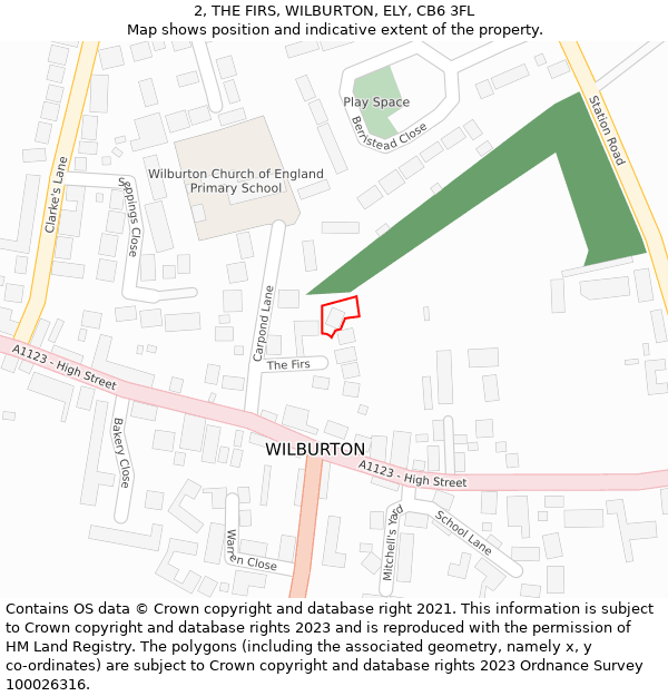 2, THE FIRS, WILBURTON, ELY, CB6 3FL: Location map and indicative extent of plot