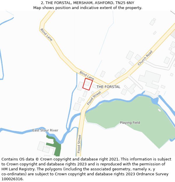 2, THE FORSTAL, MERSHAM, ASHFORD, TN25 6NY: Location map and indicative extent of plot