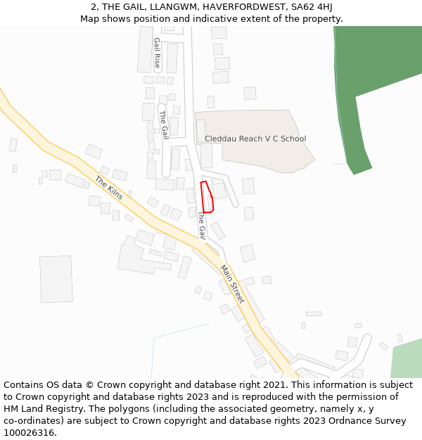 2, THE GAIL, LLANGWM, HAVERFORDWEST, SA62 4HJ: Location map and indicative extent of plot