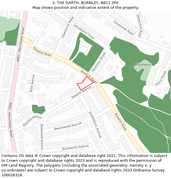 2, THE GARTH, BURNLEY, BB11 2PX: Location map and indicative extent of plot