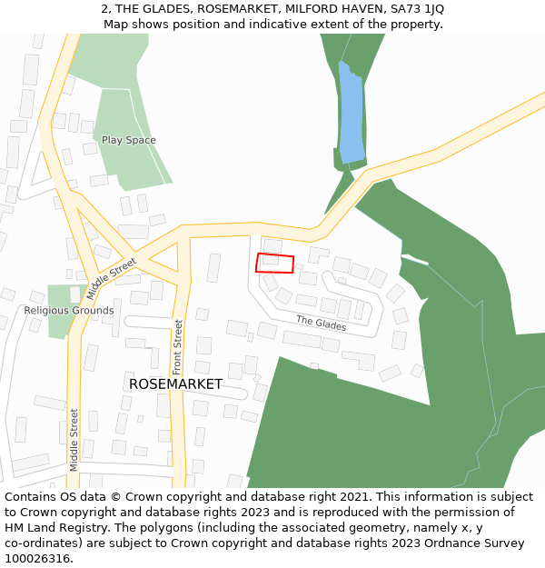 2, THE GLADES, ROSEMARKET, MILFORD HAVEN, SA73 1JQ: Location map and indicative extent of plot