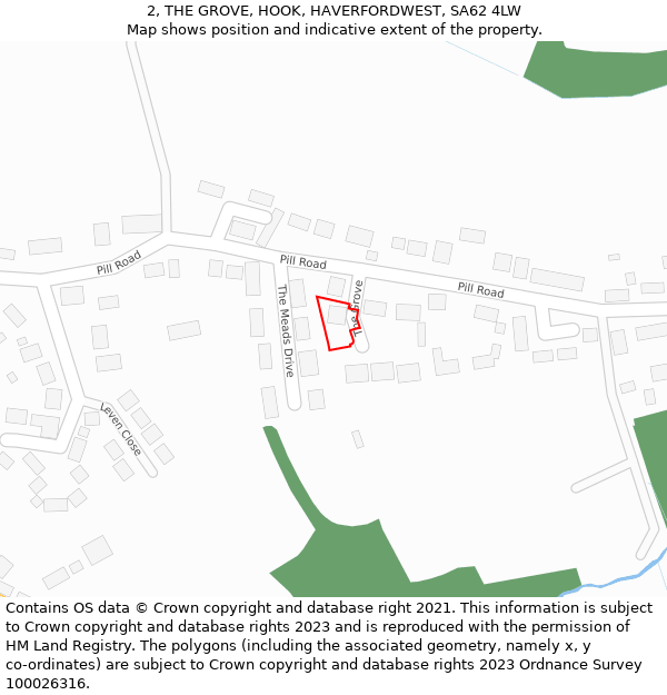 2, THE GROVE, HOOK, HAVERFORDWEST, SA62 4LW: Location map and indicative extent of plot