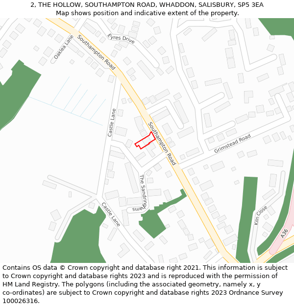 2, THE HOLLOW, SOUTHAMPTON ROAD, WHADDON, SALISBURY, SP5 3EA: Location map and indicative extent of plot