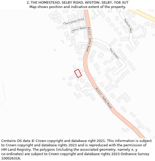 2, THE HOMESTEAD, SELBY ROAD, WISTOW, SELBY, YO8 3UT: Location map and indicative extent of plot