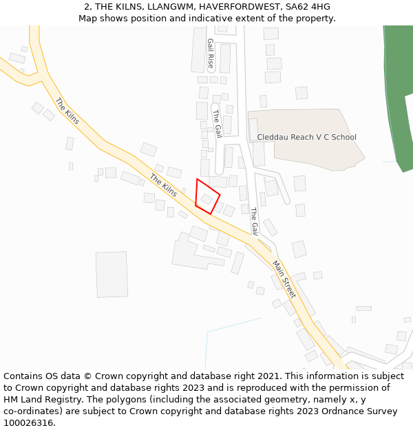 2, THE KILNS, LLANGWM, HAVERFORDWEST, SA62 4HG: Location map and indicative extent of plot