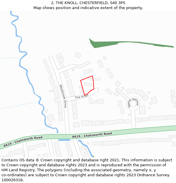 2, THE KNOLL, CHESTERFIELD, S40 3PS: Location map and indicative extent of plot