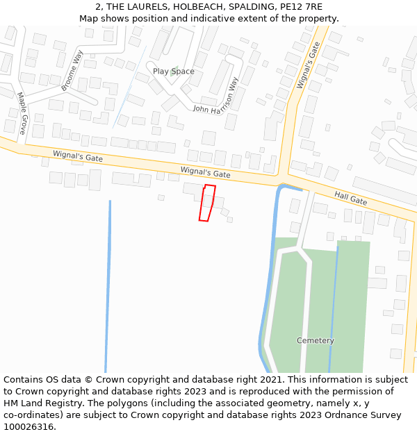 2, THE LAURELS, HOLBEACH, SPALDING, PE12 7RE: Location map and indicative extent of plot