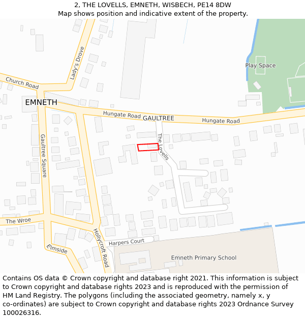 2, THE LOVELLS, EMNETH, WISBECH, PE14 8DW: Location map and indicative extent of plot