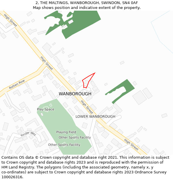 2, THE MALTINGS, WANBOROUGH, SWINDON, SN4 0AF: Location map and indicative extent of plot