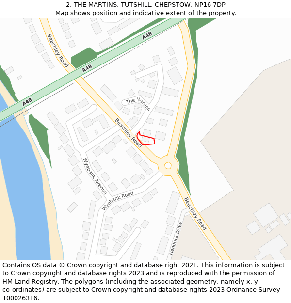 2, THE MARTINS, TUTSHILL, CHEPSTOW, NP16 7DP: Location map and indicative extent of plot