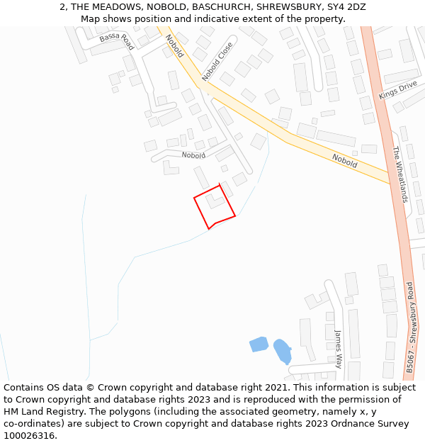 2, THE MEADOWS, NOBOLD, BASCHURCH, SHREWSBURY, SY4 2DZ: Location map and indicative extent of plot