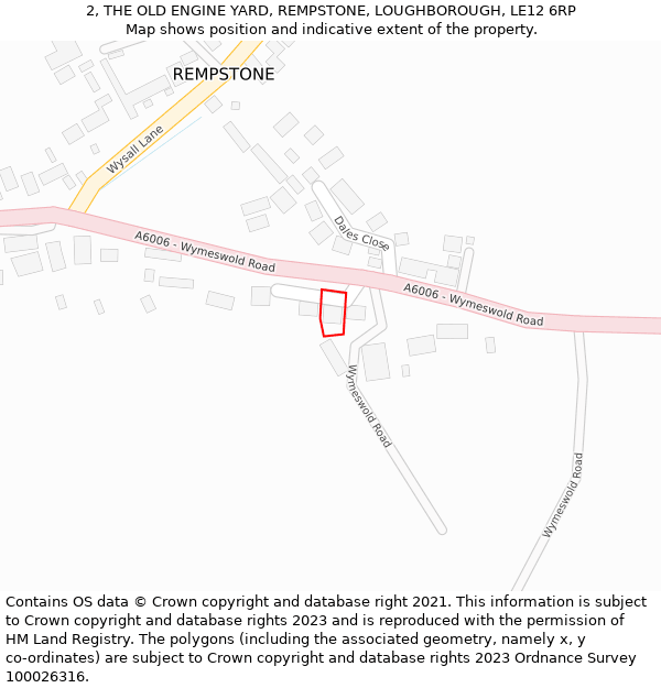 2, THE OLD ENGINE YARD, REMPSTONE, LOUGHBOROUGH, LE12 6RP: Location map and indicative extent of plot