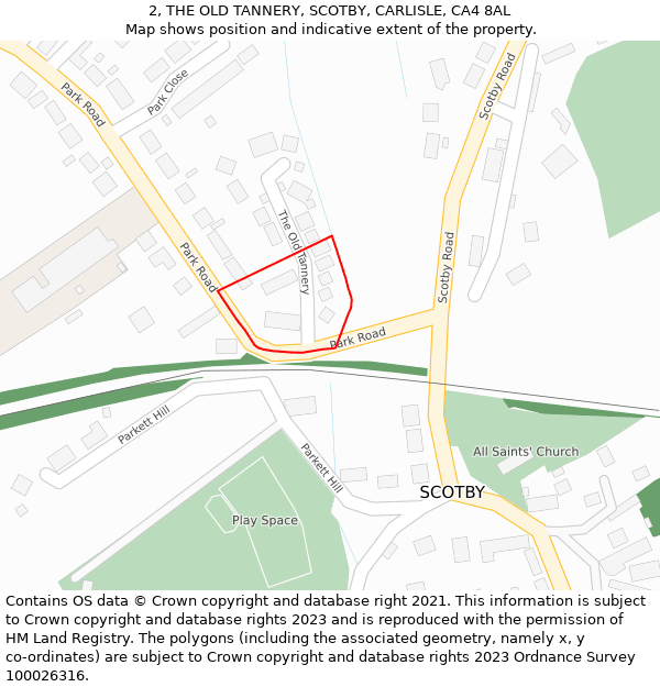 2, THE OLD TANNERY, SCOTBY, CARLISLE, CA4 8AL: Location map and indicative extent of plot