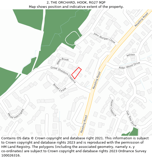 2, THE ORCHARD, HOOK, RG27 9QP: Location map and indicative extent of plot