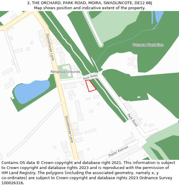 2, THE ORCHARD, PARK ROAD, MOIRA, SWADLINCOTE, DE12 6BJ: Location map and indicative extent of plot